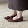 Sapatilhas de Couro Bovino Lavado Super Macio Camada Superior 2025 Outono Bico Redondo Laço Couro Genuíno Boca Rasa Sapatos de Fada