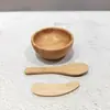Amazon Temu Venta Caliente Tazón de Bambú para Mascarilla Cuchara Raspador Juego de Tres Piezas Palo para Mascarilla Herramientas Caseras DIY LOGOTIPO
