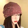 Gorro con Pañuelo a Cuadros Rojo Vintage para Mujer, Nuevo Modelo Verano 2026, Circunferencia de Cabeza Grande, Gorro de Poner de Atar de Gama Alta