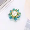 Prato de Flor de Pérola Retro Coreano Fivela de Diamante Flor de Cristal Colorida com Contas Acessórios de Joia DIY Flor para Sapato Flor para Chapéu Venda por Atacado