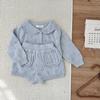 Conjunto de Ropa de Otoño e Invierno para Niñas Cutemily Traje con Solapa con Encaje Hueco Traje Retro Top + Shorts Juego de 2 Piezas