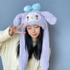 Gorro de Coelho de Desenho Animado Fofo, Cachecol e Luvas Tudo-Em-Um Feminino Inverno Veludo Quente Chapéu Estilo Celebridade da Internet Douyin Doce