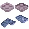 Molde de Silicona para Bolas de Hielo Preferido Transfronterizo Venta al por Mayor Tamaño Grande Bandeja de Hielo de Silicona para Hacer Hielo Redondo 4 Eliminación de Película de Disco de Hockey sobre Hielo