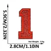 Suministro transfronterizo de parches bordados de letras y números en inglés color rojo brillante con adhesivo termofusible para decoración de ropa y sombreros