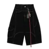 Jia Yiku 26 Rascals Americanos Geniales Pantalones de Siete Puntos Pantalones de Cuchillo Curvo Jeans Sueltos Patchwork de Personalidad Pantalones Anchos de Cinco Puntos Hombres y Mujeres