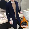 Casaco de lã masculino outono e inverno coreano slim fit longo corta-vento casaco de lã engrossado masculino comércio exterior Atacado