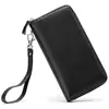 Carteira Longa Multifuncional com Zíper de Couro Genuíno Feminina Transfronteiriça Carteira Clutch de Couro Bovino Mais Vendida na Amazon Rfid
