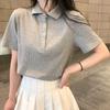 Camisa Polo Feminina Crab Americano Doce e Picante, Novo Estilo de Verão, Slim Fit, Popular entre Celebridades da Internet, Cor Sólida, Manga Curta