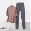 Conjunto de Traje Casual de Modal para Mujer, Conjunto de Dos Piezas Delgado Holgado de Talla Grande para Verano que se Puede Usar Afuera