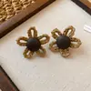 Pendientes de Corazón de Madera Color Café Transfronterizos Europeos y Americanos, Pendientes Estilo Retro Maillard, Pendientes de Diseño de Nicho para Mujer