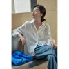 Exportação Japonesa Verão 2026 Novo Design de Moda Feminina Camisa de Algodão Puro Listrada, Corte Solto, Emagrecedor, Top Versátil