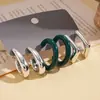Set de Seis Piezas de Pendientes Geométricos Redondos y Cuadrados Brillantes de Acrílico Europeos y Americanos, Personalizados, Simples y de Alta Gama para Mujer