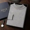 Capa base de cachemira para hombre, suéter de punto grueso de doble capa para otoño e invierno, cuello redondo, suéter de lana para hombre, color liso