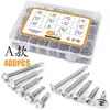 Caja Combinada de Tornillos Autorroscantes Hexagonales de Acero Inoxidable Transfronteriza 400 Piezas/380 Piezas/410 Piezas