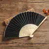 Ventilador de seda branca de 7 polegadas ventilador de pano branco ventilador dobrável de casamento simples ventilador de bambu DIY criação impressão em branco publicidade