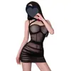 Atuendo Sexy de Lencería para Cita, Vestido de Malla con Liguero, Falda Corta Sexy Bodycon Plisada de Cintura Ceñida 9989