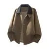 Chaqueta de Cuero Wellington Estilo Dinero Viejo M-8XL, Abrigo Vintage con Cuello Solapa, Chaqueta de Cuero Biker Versátil Casual de Alta Gama
