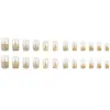 Uñas Postizas Brillantes Color Dorado Champagne de Alta Venta, Uñas Francesas Transparentes Hielo, 24 Piezas de Uñas Postizas Cortas Super Brillantes al por Mayor