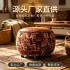 Puf de almacenamiento de cuero estilo bohemio taburete celebridad de internet ropa vieja taburete suave grueso relleno sala de estar dormitorio almacenamiento
