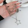 Collar con colgante de estrella de viento frío apilado, collar de cuentas redondas de estrella de cinco puntas simple transfronterizo europeo y americano, collar con personalidad dulce y fresca