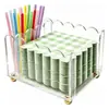 Porta servilletas de cóctel de acrílico con borde ondulado transfronterizo, caja de almacenamiento para servilletas de papel, compartimento doble, base dorada, personalizado