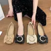 Zapatos de Cuero con Moño y Suela Súper Suave, Planos sin Cordones Poco Profundos para Mujer, Mocasines Planos Lisos, 2026