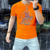 Nova Camiseta Masculina de Manga Curta com Strass Quente Fina 2025 em estoque Cabelo Rápido Verão Gola Redonda Camiseta Masculina Estampada