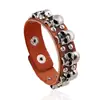 Pulseira Europeia e Americana joias artesanais atacado vintage caveira couro de boi Pulseira Masculina pulseira de couro com rebite