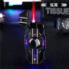 Encendedor Giroscópico a Prueba de Viento Rojo Llama Rotatorio Iluminado Estilo Mech, Alivio de Estrés para la Punta del Dedo, Regalo para Novio