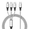 Cabo de Dados Trançado Pd Um para Três para Comércio Exterior do Aliexpress para Apple, Xiaomi, Huawei Tipo-C Três em Um Carregamento Rápido