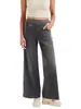 Calça Jeans Wide Leg Europeia e Americana Transfronteiriça Curta Plus Size para Mulheres, Cintura Alta Solta Emagrecimento Levanta Bumbum Bolso Fitness Casual