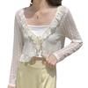 Cárdigan Corto de Encaje de Verano 2026 Chaqueta Cardigan Elegante Chal con Protección Solar para Combinar con Vestidos Tops para Mujer