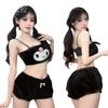 Íntimos Coração de Menina Estilo Japonês Novo da Duomila, Conjunto de Sutiã Top Tubo Kuromi de Veludo Preto Fofo, Pijama Roupa de Casa