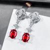 Pendientes de flores y estrellas con diamantes completos microincrustados, rubíes, diamantes de alto carbono, corindón rojo, diamantes rojo pichón, pendientes largos