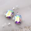 Taladro de garra rectangular de vidrio coloreado de 10 x 14 mm, cosido a mano, para bricolaje, accesorios de ropa con diamantes de imitación, decoraciones para ropa