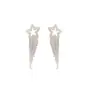 Brincos de Franja Estrela de Canto com Zircônia Agulha de Prata Feminino Estilo Coreano Nicho Moda Design Stud de Orelha Versátil Elegante Orelha Totalmente de Diamante