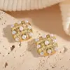 Brincos Myya de Aço Inoxidável com Trança de Pérolas Brincos Pequenos Fragrância Moda Brincos Banhados a Ouro 18K Vendas Quentes Transfronteiriças Europeias e Americanas