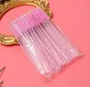 Pincel de Cílios com Cabo de Cristal, Pincel Pequeno de Sobrancelha Rosqueado, Pente de Cílios, Pincel de Cílios com Cabo Transparente, Curvador de Cílios, Ferramenta para Aplicação de Extensões