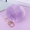 Llavero de Bola de Pelo de Conejo Rex Sintético de 8 cm Adorno Creativo para Coche Llavero Colgante de Bolsa Rellena de Pelo Sintético Regalo