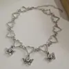 Collar de Ángel con Corazón Hueco Simple de Nuevo Estilo Europeo y Americano, Collar de Empalme de Mariposa, Collar Mínimalista Hip-Hop