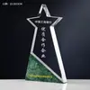 Trophy de mármol y cristal al por mayor de fábrica, grabado gratuito, conmemorativo del año de construcción de grupo para conferencias, de alta gama, personalización gratuita