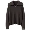 Cárdigan de Cachemira Holgado con Doble Cremallera para Mujer, Nuevo Color Sólido para Otoño/Invierno 2026, Abrigo de Punto con Doble Cremallera