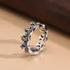 Anillo Corona Estilo Coreano Elegante Chiba Taiyin Anillo Versátil Sencillo para Dedo Índice Negro Teñido Viejo Joyería de Nicho de Moda