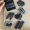 Presilha de bb de jeans simples presilha de cabelo de amor presilha para franja lateral de blogueira acessórios de cabelo coreanos acessórios de cabelo femininos