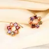 Transmisión en Vivo Pendientes de Aro de Circonia Coloridos Estilo Europeo y Americano para Mujer Estilo Pequeño Fragante Ins Moda Elegante Joyas Coloridas de Alta Gama