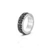 Anillo de Flor de Iris Chiba Taiyin para Hombre Anillo de Dedo Retro de Alta Gama Anillo de Viento Negro Oscuro Diseño Original Moderno