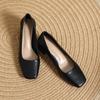 Zapatos de Mujer de Piel Genuina 2026 Nuevo Estilo Primavera Profesional para Ir al Trabajo Estilo Francés Tacón Grueso Tacón Medio Punta Cuadrada Boca Baja Ol Zapatos de Trabajo para Mujer