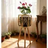 Estante de Flores de Ratán Sala de Estar Balcón Interior Artesanía Cesta de Flores Retro Europeo Madera Maciza Maceta para Exteriores Soporte de Flores de Madera