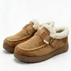 Botas de Nieve Nuevas de Invierno 2026 Forradas de Polar para Mujer, Botines Cortos de Piel con Hebilla Retro, Zapatos Cálidos de Algodón para Exteriores, Transfronterizo