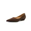 Sapatos de Salto Anabela Simples da Moda Estilo Coreano de 2,5cm para Mulheres, Novos Sapatos de Couro Rasos Pointy-Toe Slip-On para Primavera e Outono
